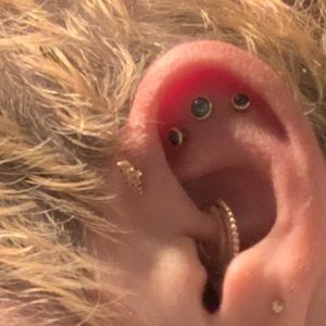 BVLA black pearl 14k rose gold bezel set cabochon threadless ends PAIR- 3mm